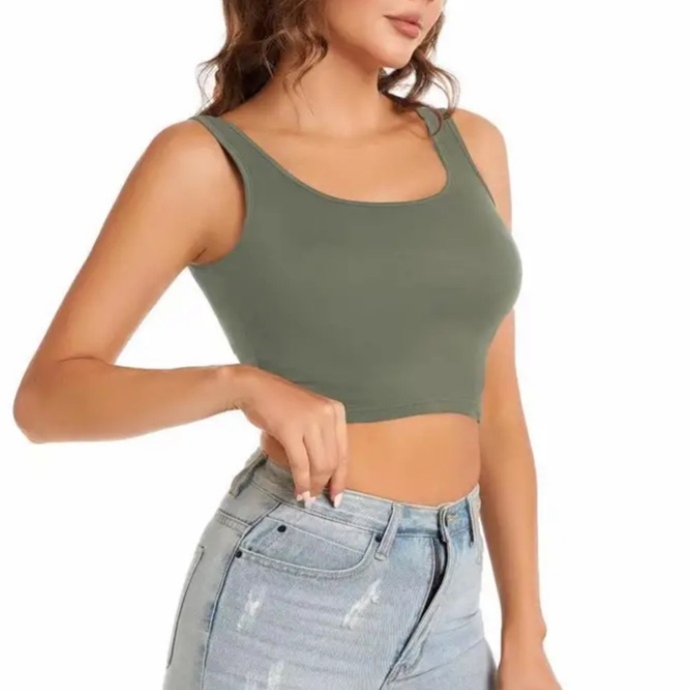 Crop Tank Top, Sleeveless Workout Yoga Casual Top For Summer & Spring,‎